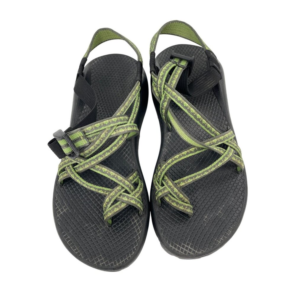 Chaco Womens Z/2 Classic Sandals W8 Black & Green Adjustable Straps Vibram Sole